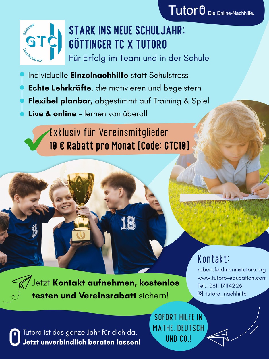 Schulstart-Rabatt für GTC-Mitglieder mit Tutoro